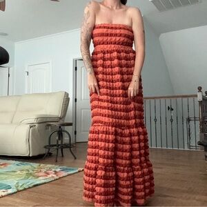 Forever 21 Textured Red and Orange Dress